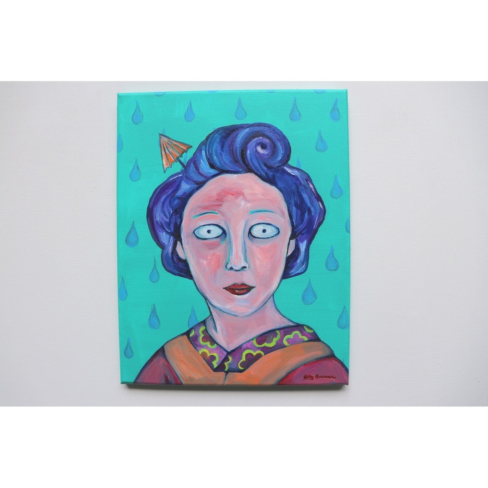 Lady in the Rain - Original Oil‎ Painting